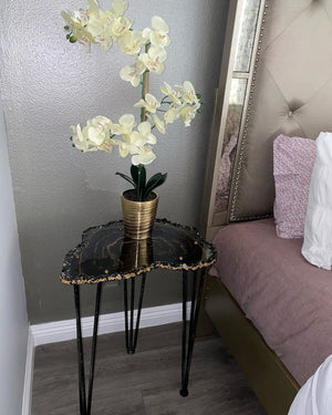 Geode art resin tray table home decor beautiful interior design black and gold coffee table