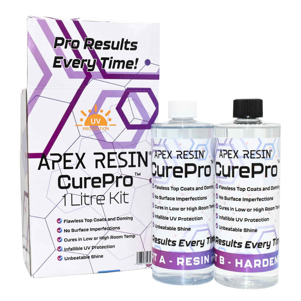 APEX RESIN CurePro 1Litre Kit packaging with two bottles on a white background