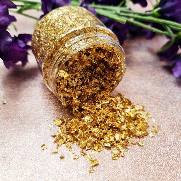 Lustrō Confetti: Imitation Gold Leaf Metal Flakes for Art!