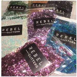 Rebel Glitters art work sparkle pigments glitter rose gold crystals opal flakes malachite amethyst Brown Topaz gold blue green rainbow white purple turquoise abstract art how to