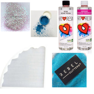 Resin art starter kit agate mould mold learn inspire myself Epoxy glitter pigment how to do resin art coasters