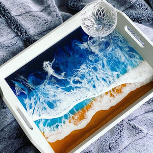 Resin art seascapes waves cells white epoxy paste blue sand tutorial tutorials glitter geode Malachite hydra peacock 