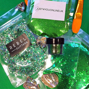 Green glitter chunky ultra fine loose pigment acrylic paint st Patrick’s day paddy’s Irish Ireland nails art