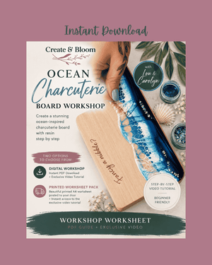 Ocean Waves Resin Charcuterie Board Workshop | PDF + Video Tutorial